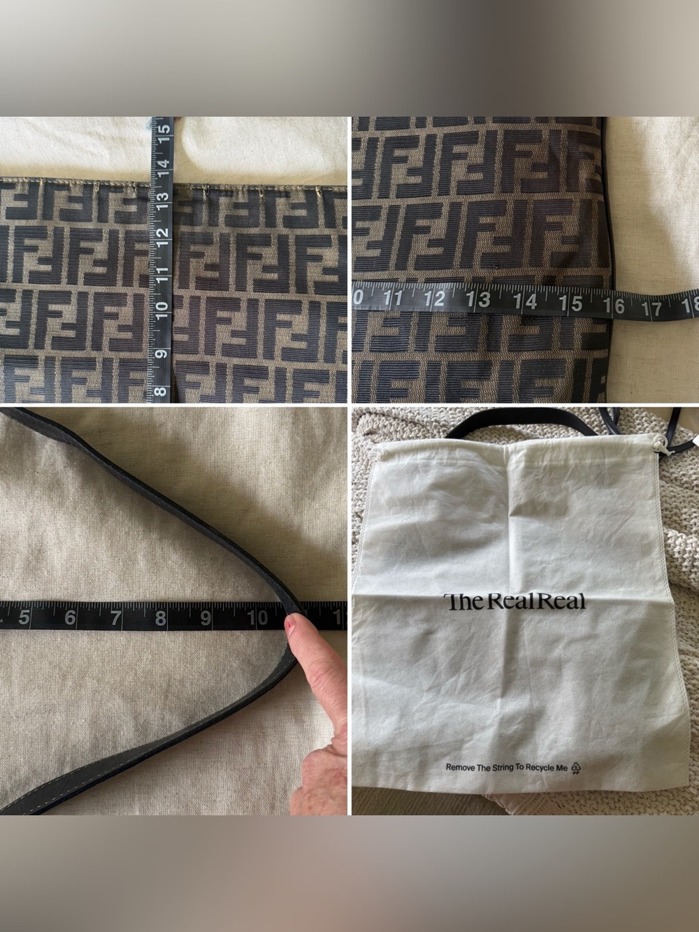 FENDI ZUCCA PRINT SHOULDER HOBO BAG TOTE LEATHER super clean - Picture 15 of 16